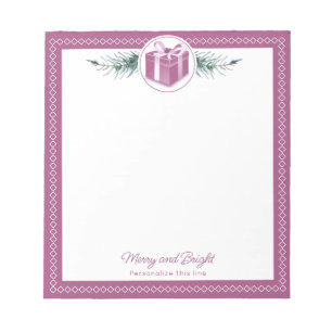 Bloc-note Cadeau de Noël rose personnalisé