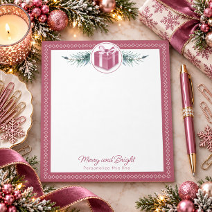 Bloc-note Cadeau de Noël rose personnalisé
