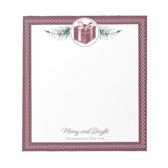 Bloc-note Cadeau de Noël rouge personnalisé (Devant)