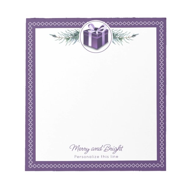 Bloc-note Cadeau de Noël Violet Personnalisé (Devant)