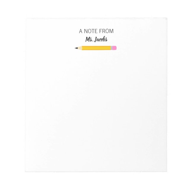 Bloc-note Cadeau d'enseignant Crayon Un mot de (Devant)