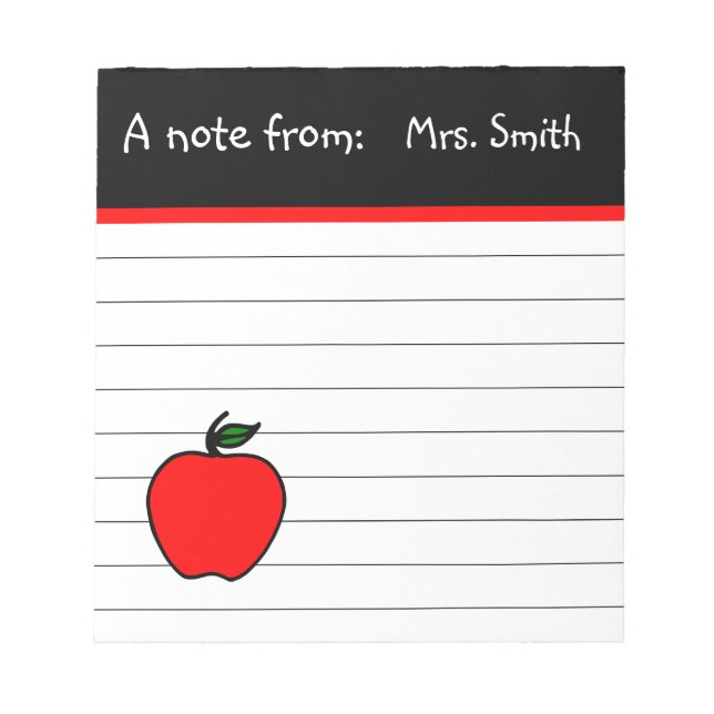 Bloc-note Cadeau personnalisé de l'enseignant Apple Notepad (Devant)