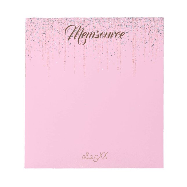 Bloc-note Cadeau Personnalisé Luxe Silver Gold Chic Rose (Devant)