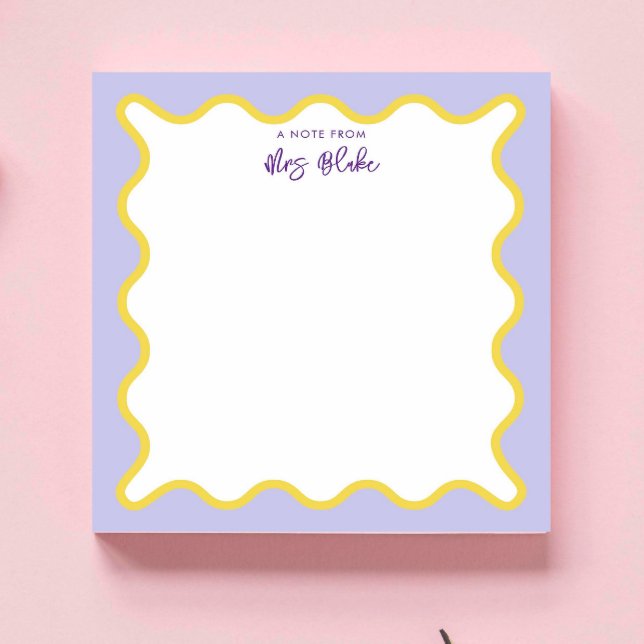 Bloc-note Cadeau Personnalisé pour Enseignant Jaune Violet (Créateur téléchargé)
