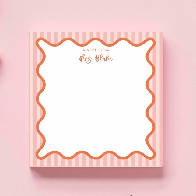 Bloc-note Cadeau personnalisé pour l'enseignant Bordure ondu (Créateur téléchargé)