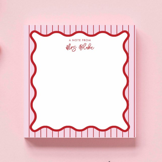 Bloc-note Cadeau personnalisé pour professeur vague rose rou (Créateur téléchargé)