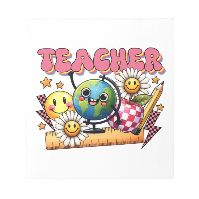Bloc-note Cadeau pour Enseignant | Enseignant Floral (Devant)