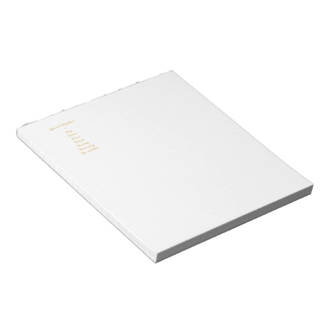 Bloc-note Cadeaux de l'Esprit Saint en 3D Look Script doré (Incliné)
