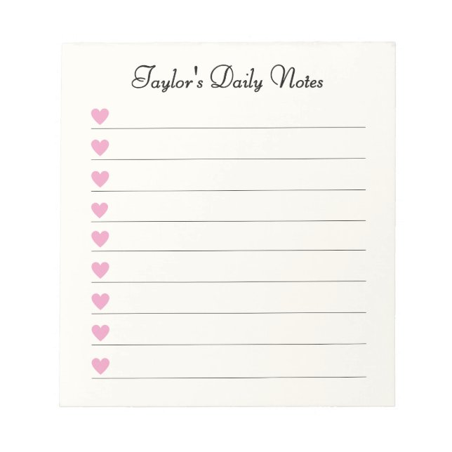 Bloc-note Cadeaux de Saint-Valentin Cœurs Mignons Notes Quot (Devant)