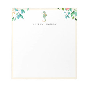 Bloc-note Cadre botanique floral hippocampe beige sableux