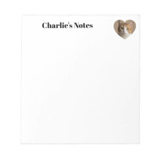 Bloc-note Cadre de coeur de chat personnalisé mignon