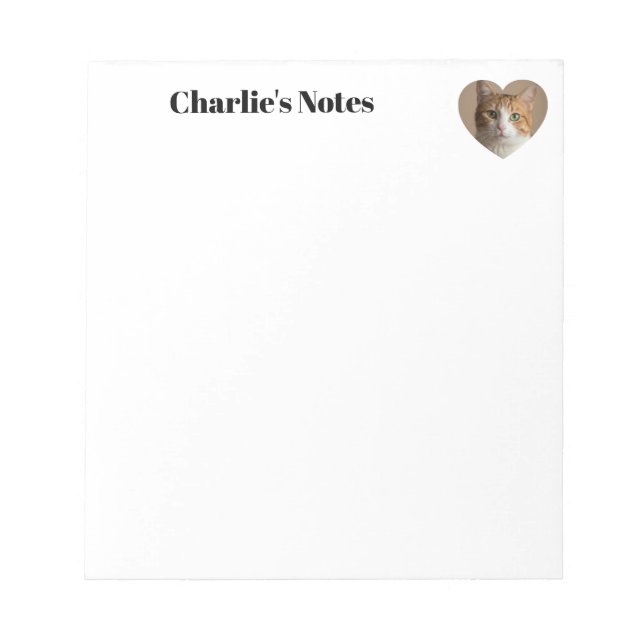 Bloc-note Cadre de coeur de chat personnalisé mignon (Devant)