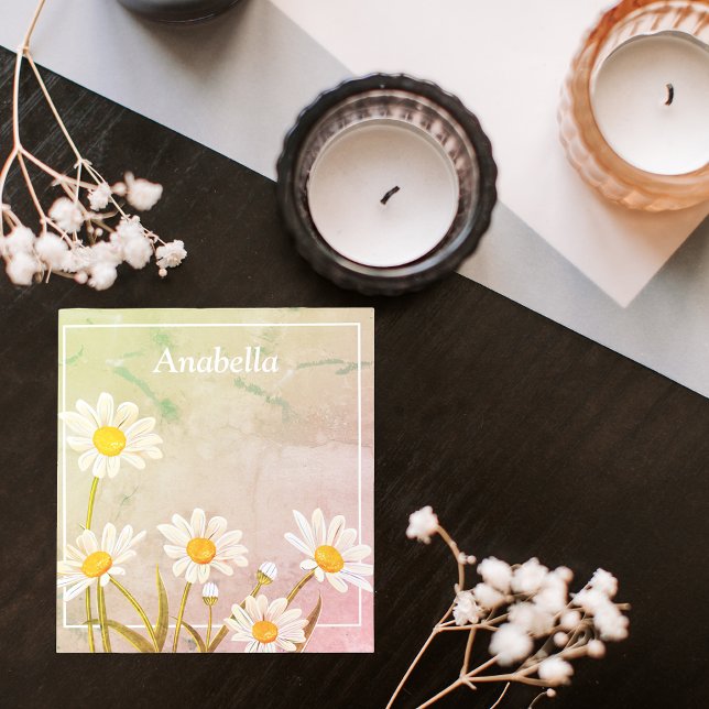 Bloc-note Cadre de fleur marguerite sur un arrière - plan vi (Daisy flower frame on a vintage background notepad)