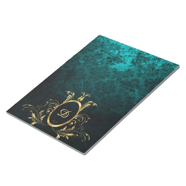 Bloc-note Cadre en or damassé de luxe personnalisé (Incliné)