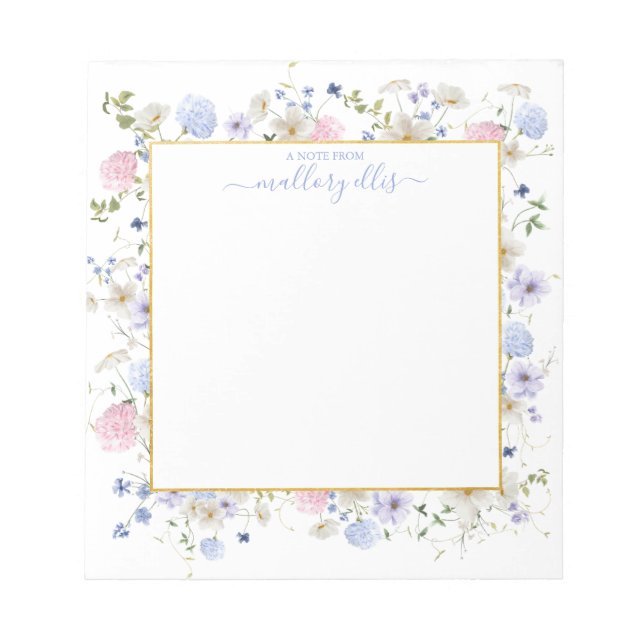 Bloc-note Cadre Floral Fleur sauvage Whimsical Avec Or (Devant)