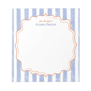 Bloc-note Cadre ondulé aquarelle bleue pêche depuis le burea