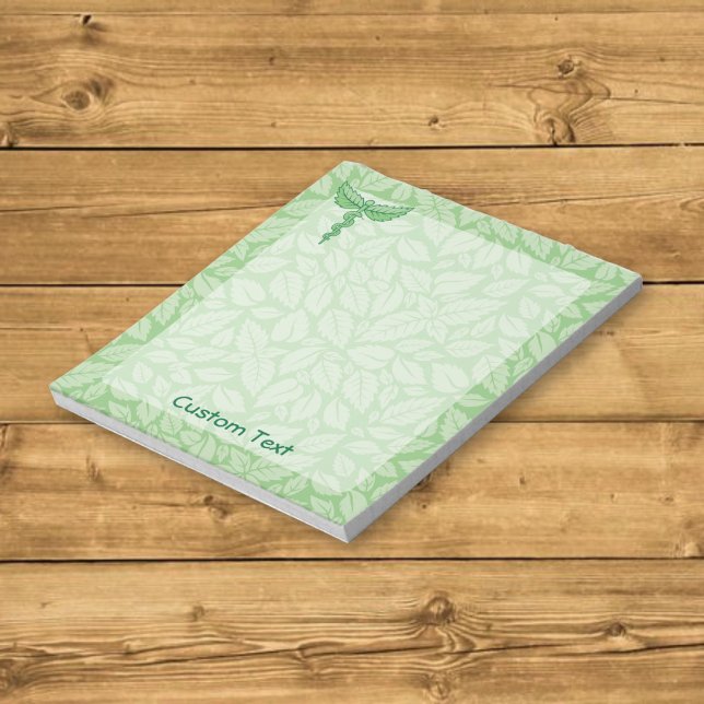 Bloc-note Caducée avec fond de feuilles Notepad (Créateur téléchargé)