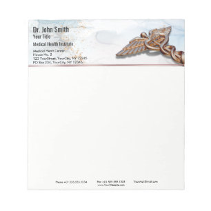 Bloc-note Caduceus Copper Rose Gold Luxe Marbre Médicale