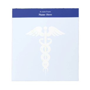 Bloc-note Caduceus Médicale et en-tête bleu simple