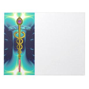 Bloc-note CADUCUS, améthyste d'or vibrant turquoise bleu, bl