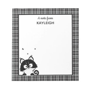 Bloc-note Cahier à carreaux avec un mignon Raton Laveur