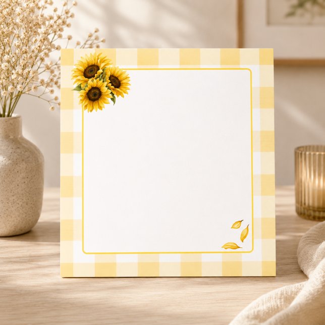 Bloc-note Cahier à carreaux tournesol (Sunflower Gingham Notepad)