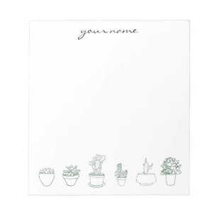 Bloc-note Cahier Boho Succulentes Aquarelle Personnalisé