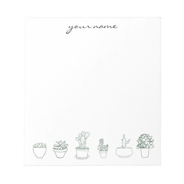 Bloc-note Cahier Boho Succulentes Aquarelle Personnalisé (Devant)