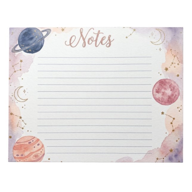 Bloc-note Cahier Céleste Aquarelle Planètes (Devant)