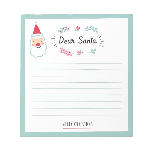Bloc-note Cahier Cher Papa Noël pour Enfants (Devant)