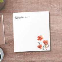 Cahier de fleurs sauvages à monogramme Coquelicot