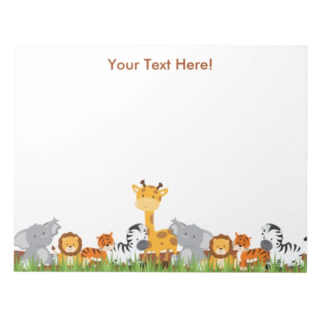 Bloc-note Cahier de notes Bébés Animaux de la Jungle Mignons (Devant)