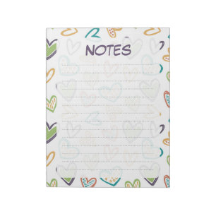 Bloc-note Cahier de notes lignées à coeurs pastel colorés mi