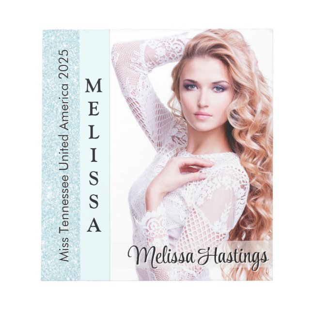 Bloc-note Cahier de signatures petit format Aqua Glitz Pagea (Devant)