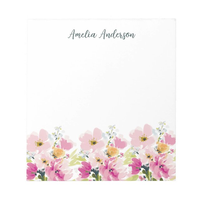 Bloc-note Cahier Fleurs Romantiques Professeure Jolie (Devant)