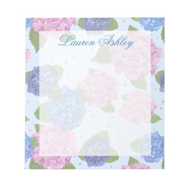 Bloc-note Cahier Hydrangeas Aquarelle (Bleus & Roses) (Devant)
