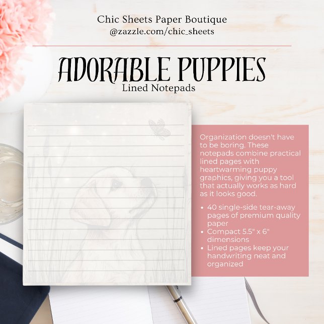 Bloc-note Cahier ligné Adorable Chiots (Créateur téléchargé)