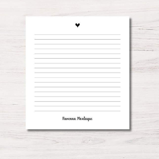 Bloc-note Cahier ligné au nom manuscrit Petit cœur noir (Créateur téléchargé)