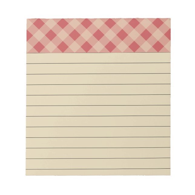 Bloc-note Cahier Rustique à Carreaux Rouges (Devant)