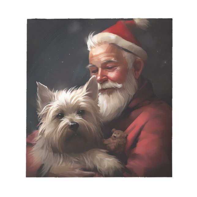 Bloc-note Cairn Terrier avec le Père Noël Fête de Noël (Devant)