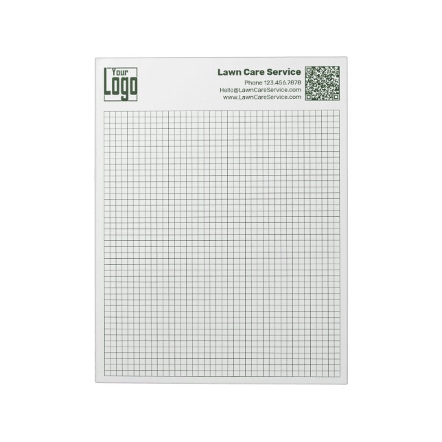 Bloc-note Calcpad de graphique en grille verte avec logo QR- (Tourné)