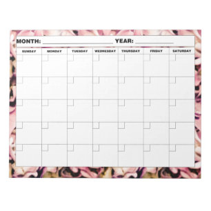 Bloc-note Calendrier blanc Motif Hydrangea