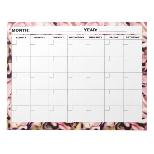 Bloc-note Calendrier blanc Motif Hydrangea (Devant)