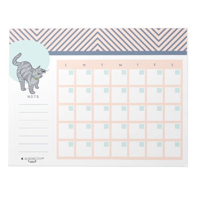 Bloc-note Calendrier de bureau à feuilles mobiles avec chat  (Devant)