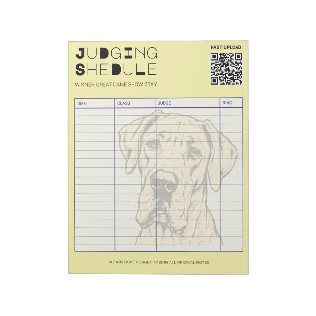 Bloc-note Calendrier de jugement du Great Dane Dog Show (Tourné)