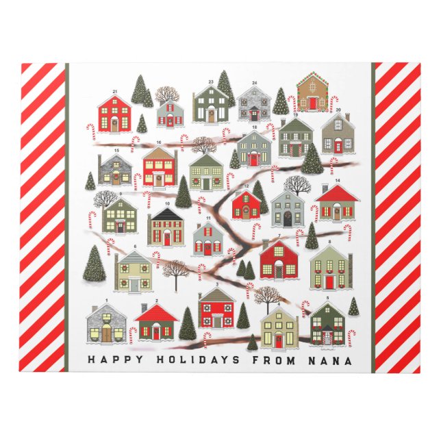 Bloc-note Calendrier de l'Avent de Noël personnalisé Notepad (Devant)