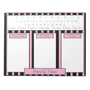 Bloc-note Calendrier de planification quotidienne - Pink and