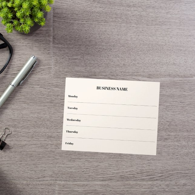 Bloc-note Calendrier de semaine beige nom d'entreprise (Créateur téléchargé)
