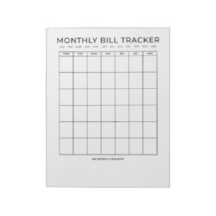 Bloc-note Calendrier de suivi des factures mensuelles Rapp
