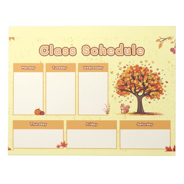 Bloc-note Calendrier des cours d'automne avec de mignonnes i (Devant)